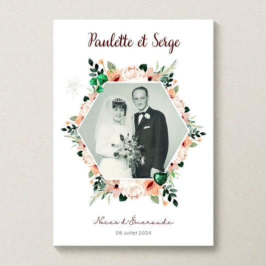Affiche Personnalisée Noces d'Émeraude - Cadeau Unique 40 ans de Mariage