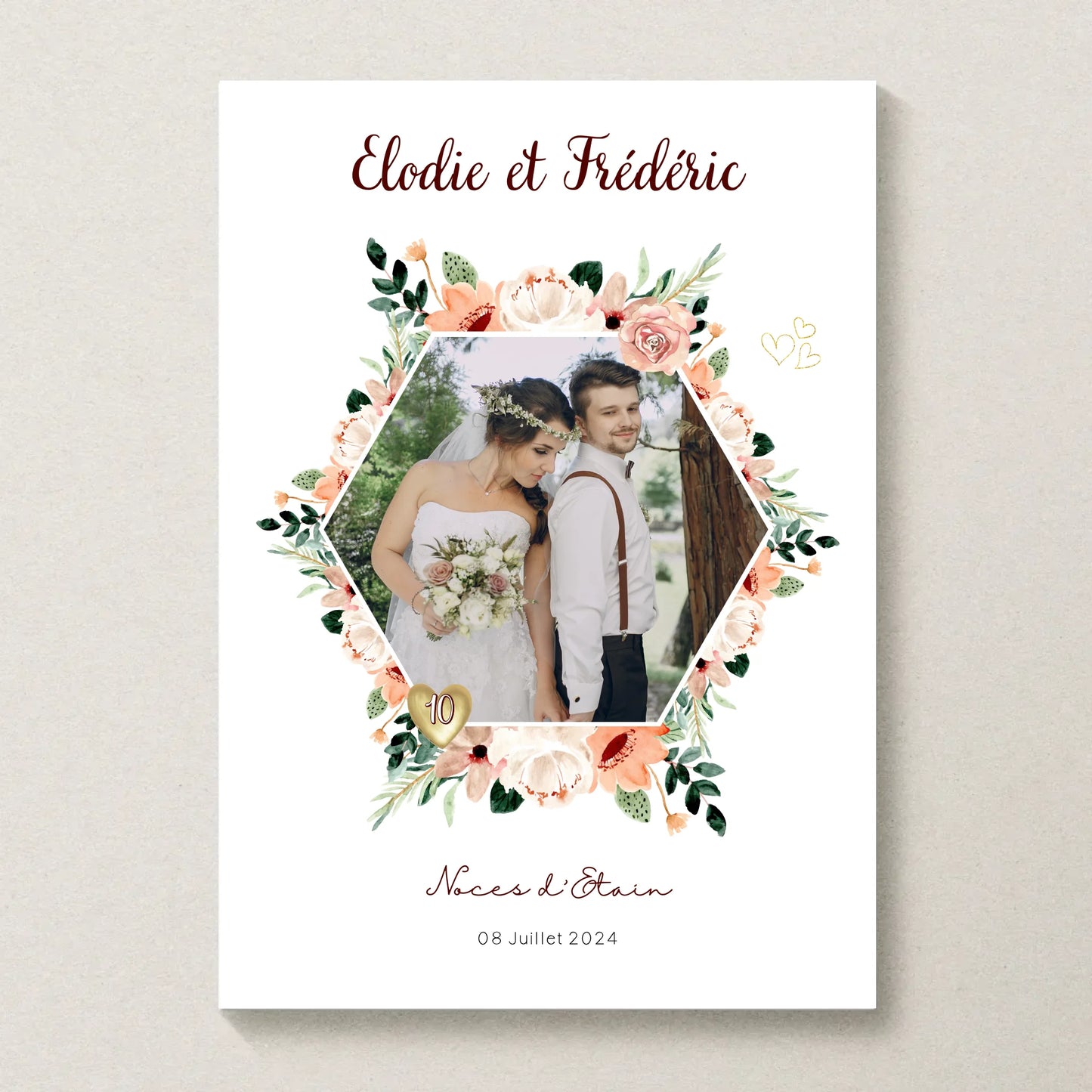 Affiche Personnalisée Noces d'Étain - Cadeau anniversaire de Mariage 10 ans