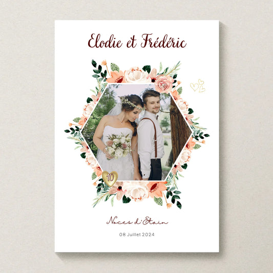 Affiche Personnalisée Noces d'Étain - Cadeau anniversaire de Mariage 10 ans