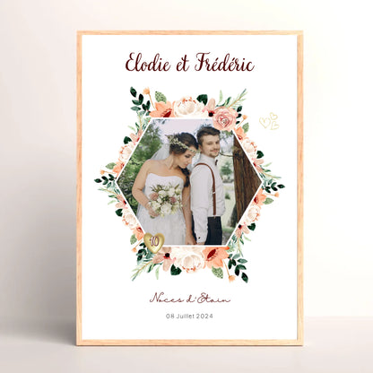 Cadre Personnalisé Noces d'Étain - Cadeau anniversaire de Mariage 10 ans