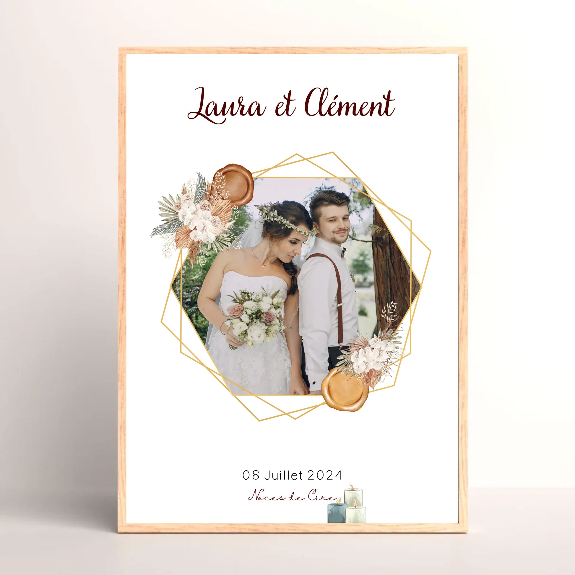 Cadre Personnalisé - Noces de Cire - Cadeau anniversaire de Mariage
