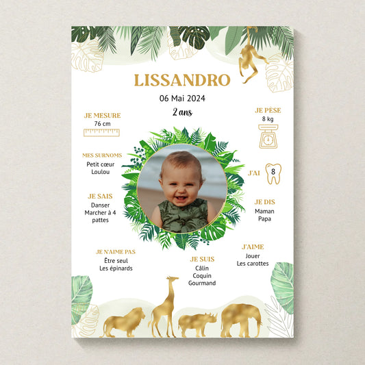 Affiche personnalisée - Anniversaire Baptême Jungle