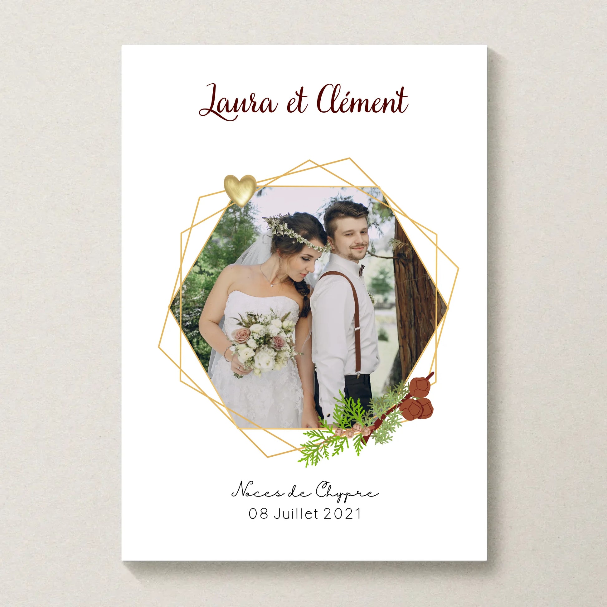 Affiche Personnalisée - Noces de Chypre - Cadeau anniversaire de Mariage