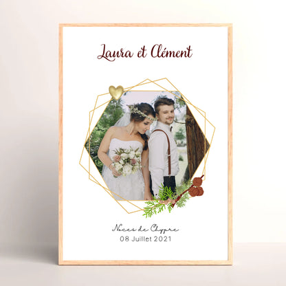 Cadre Personnalisé - Noces de Chypre - Cadeau anniversaire de Mariage