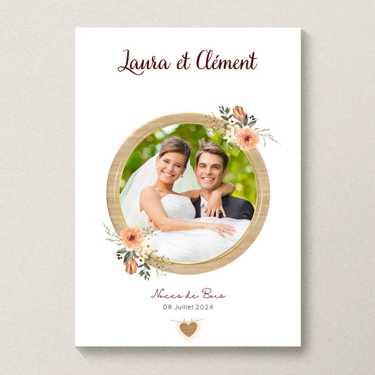 Affiche Personnalisée Noces de bois - Cadeau noces de Bois - Cadeau Anniversaire de mariage
