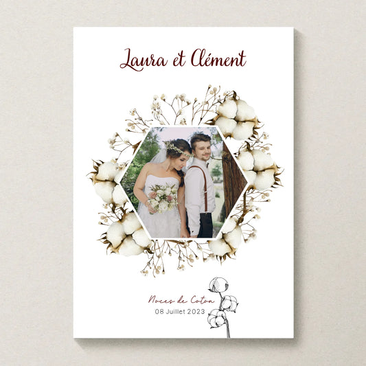 Affiche Personnalisée Noces de Coton - 1er Anniversaire de mariage