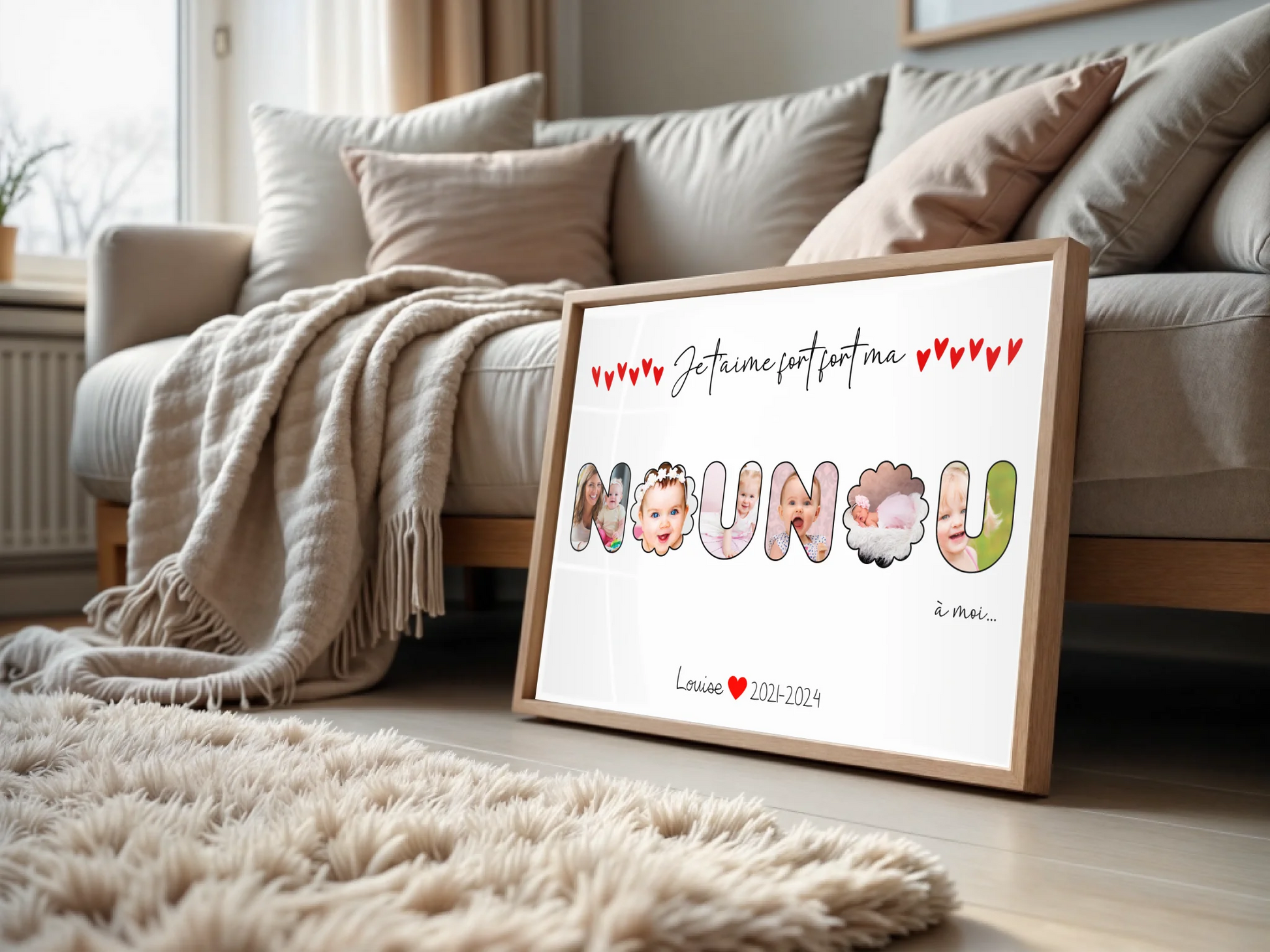 Affiche personnalisée - Mot Nounou avec Photos - Cadeau personnalisé nPlume Revedor