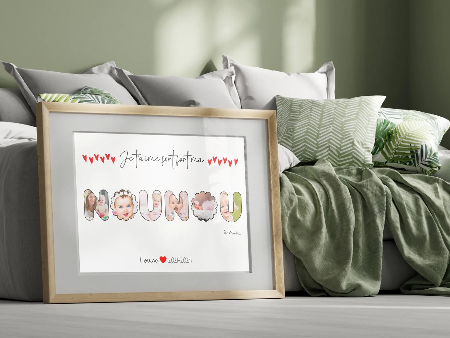 Affiche personnalisée - Mot Nounou avec Photos - Cadeau personnalisé nPlume Revedor