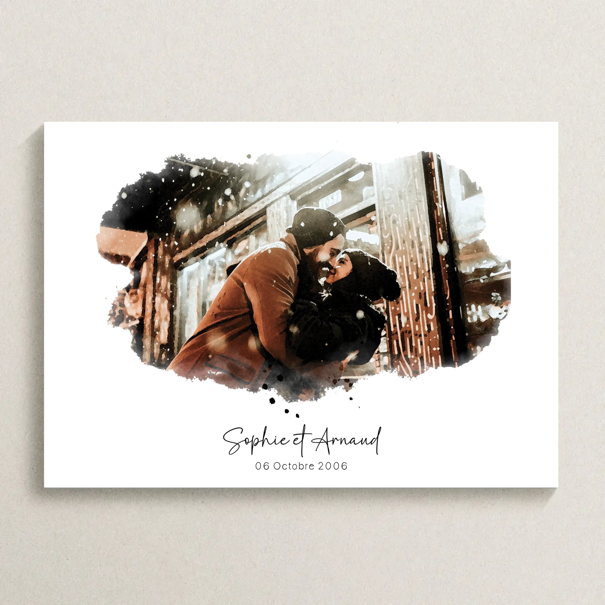 Affiche personnalisée - Couple Aquarelle Prénom et datePlume Revedor