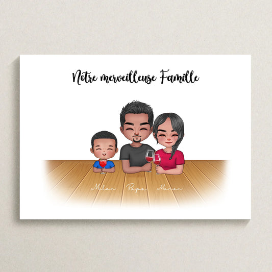 Affiche Famille personnalisée - Famille CHIBI