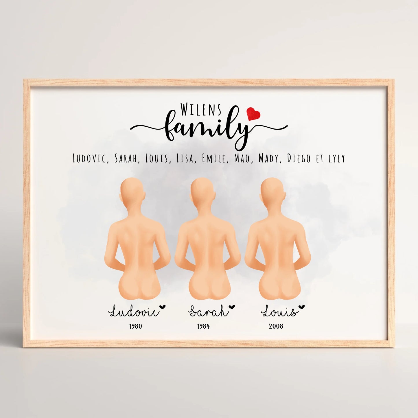 Affiche Personnalisée Portrait de Famille Assis de dosPlume Revedor