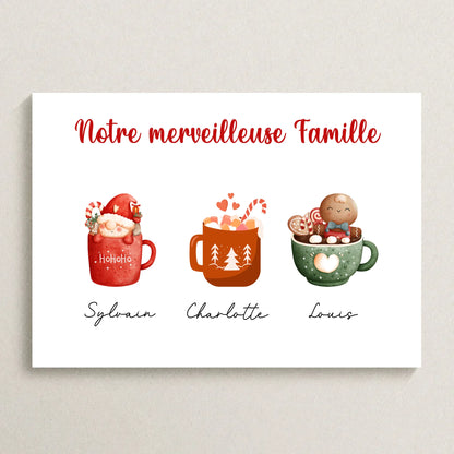 Affiche personnalisée Famille Mugs de NoëlPlume Revedor