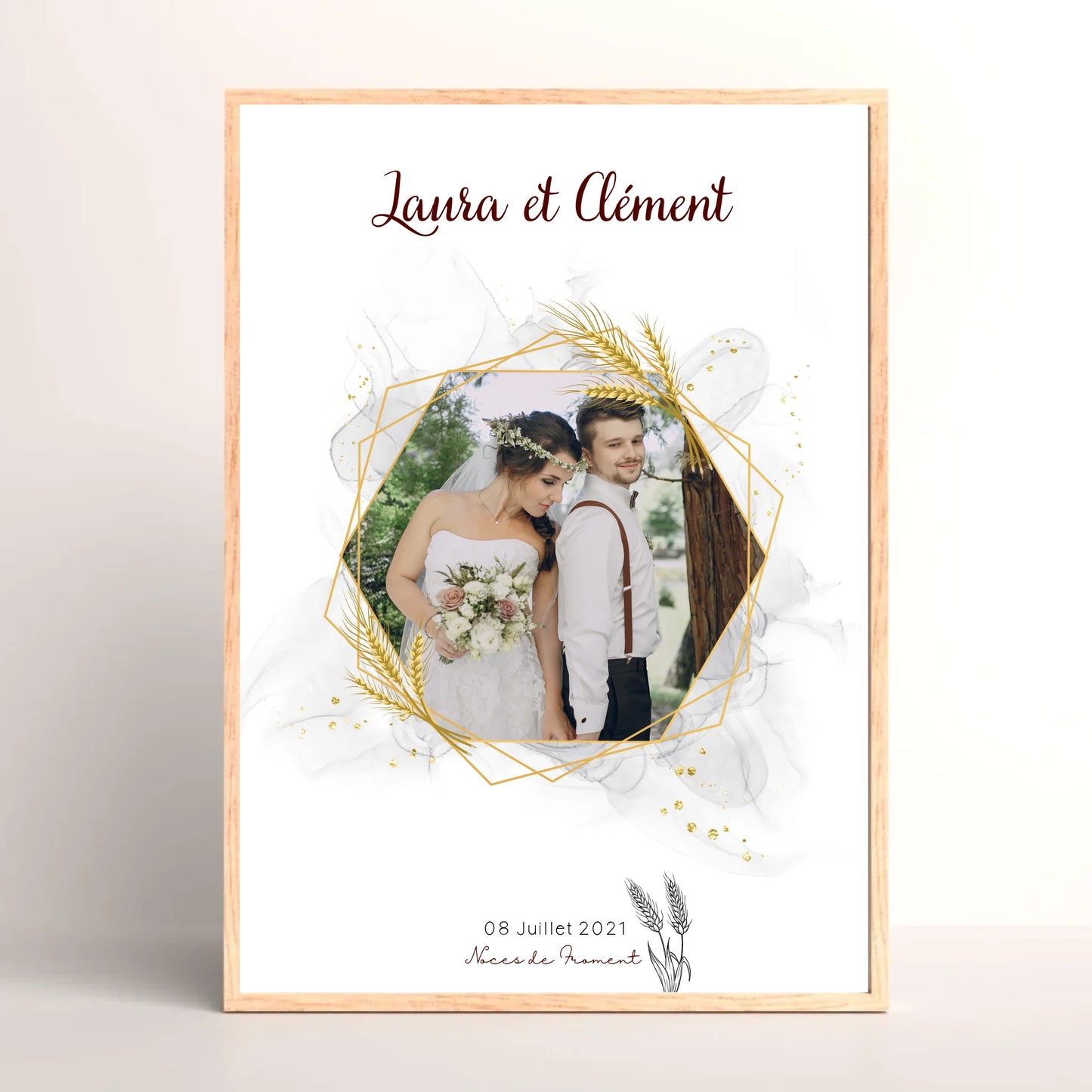Affiche Personnalisée Noces de Froment - cadeau anniversaire de mariagPlume Revedor