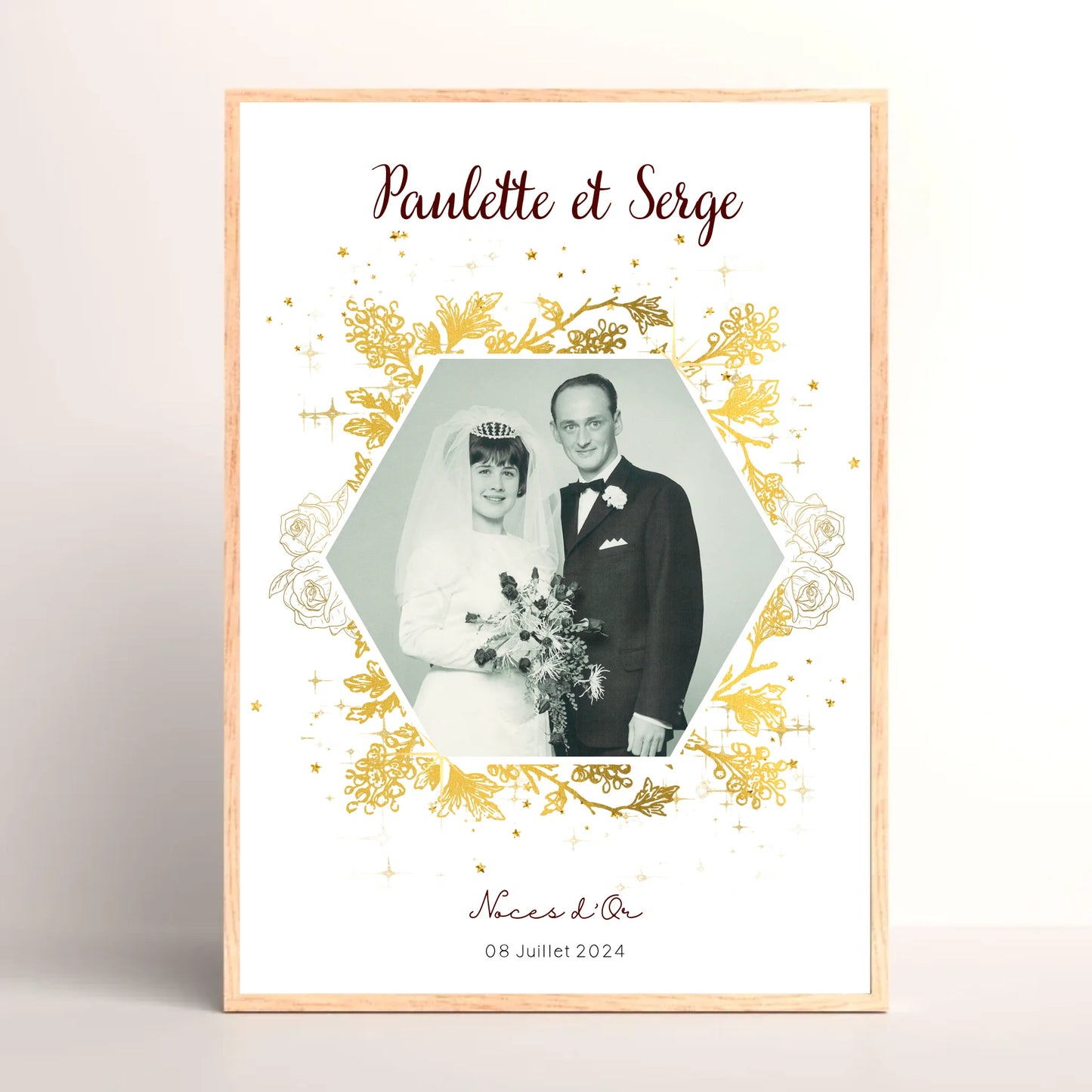 Cadeau Noces d'Or - Affiche Personnalisée 50 Ans de MariagePlume Revedor