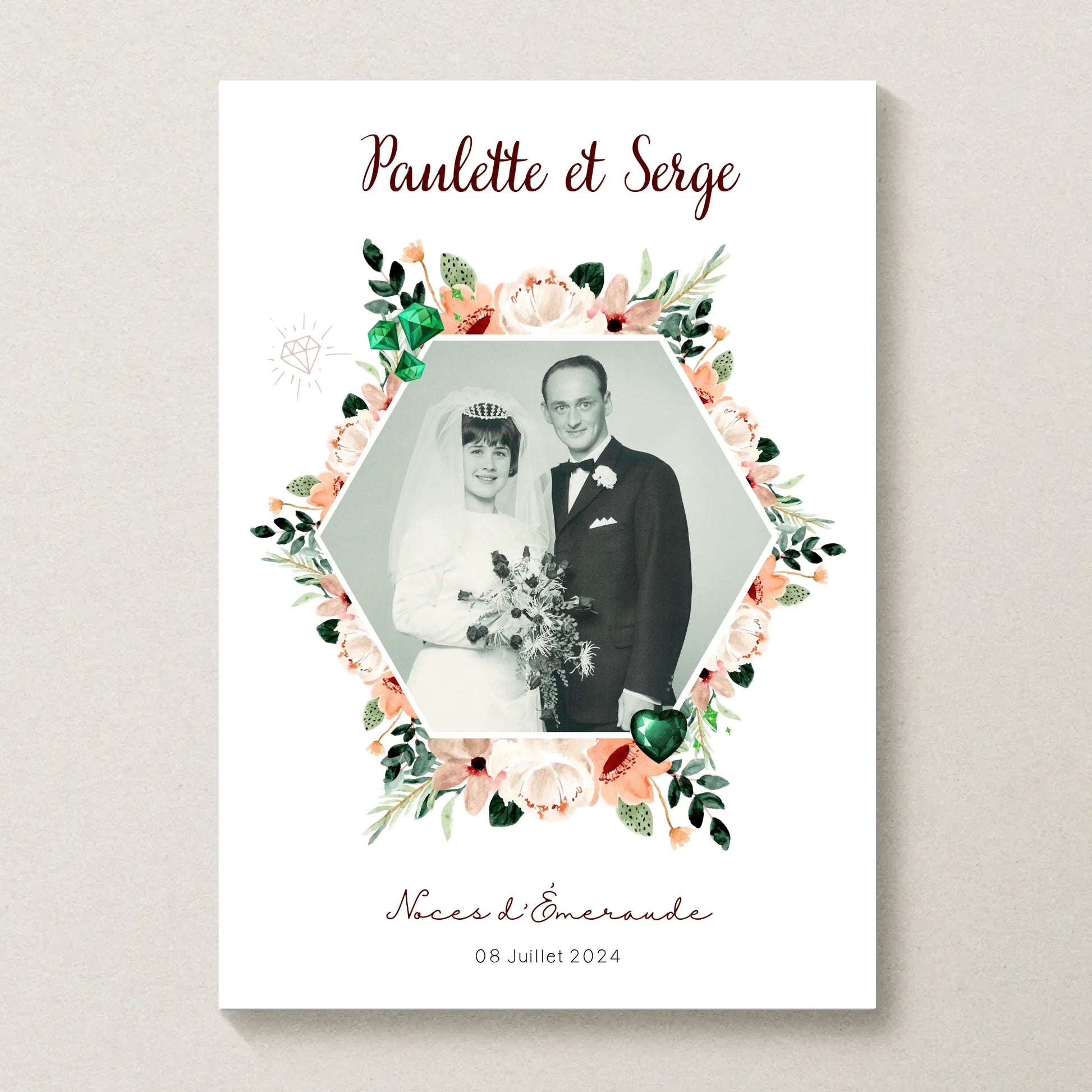 Affiche Personnalisée Noces d'Émeraude - Cadeau Unique 40 ans de Mariage