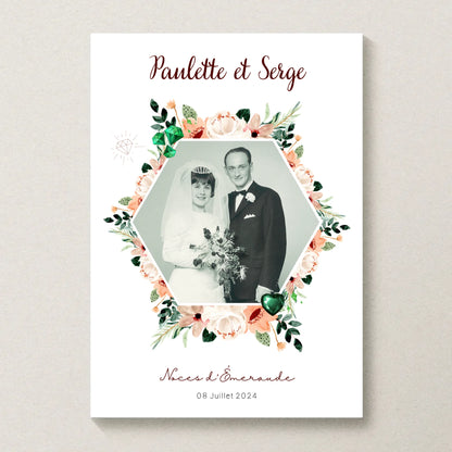 Affiche Personnalisée Noces d'Émeraude - Cadeau Unique 40 ans de Mariage