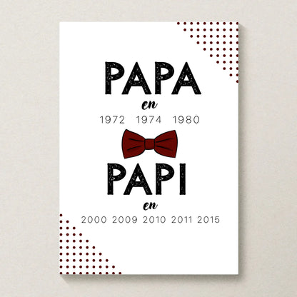 Affiche Personnalisée Papa Papi Années de naissance - idée Annonce grossesse