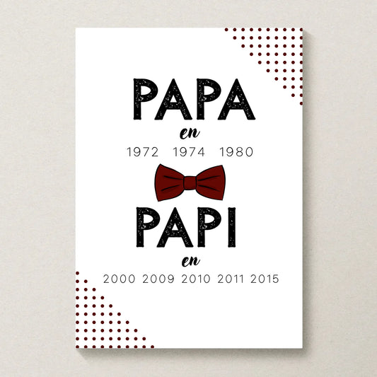 Affiche Personnalisée Papa Papi Années de naissance - idée Annonce grossesse