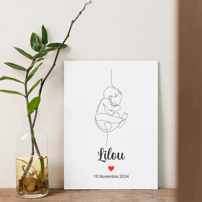 Affiche naissance minimaliste bébé – illustration line art avec prénom