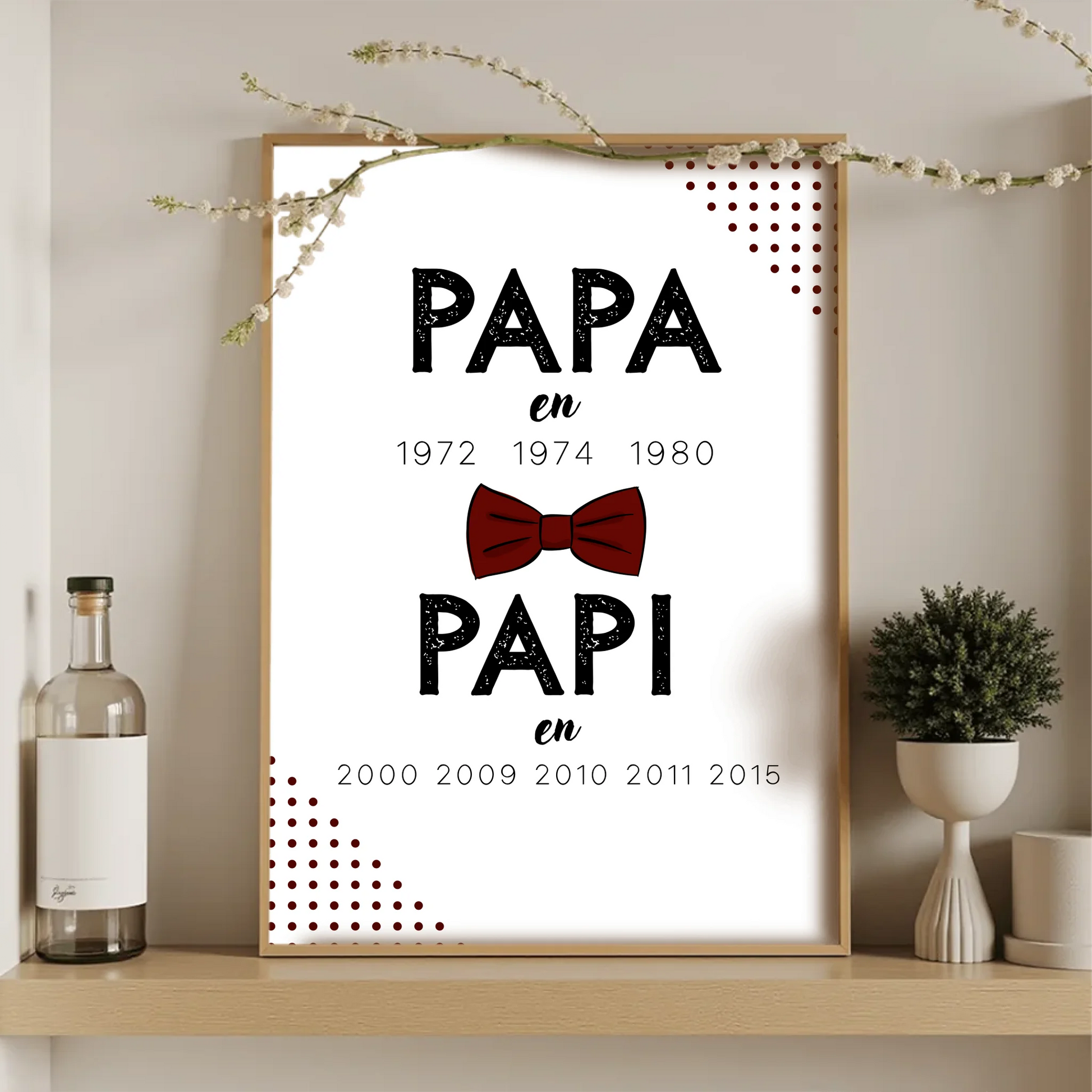 Affiche originale Papa en, Papi en – décoration familiale personnalisée
