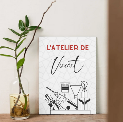 Affiche personnalisée L'Atelier de avec outils de bricolage