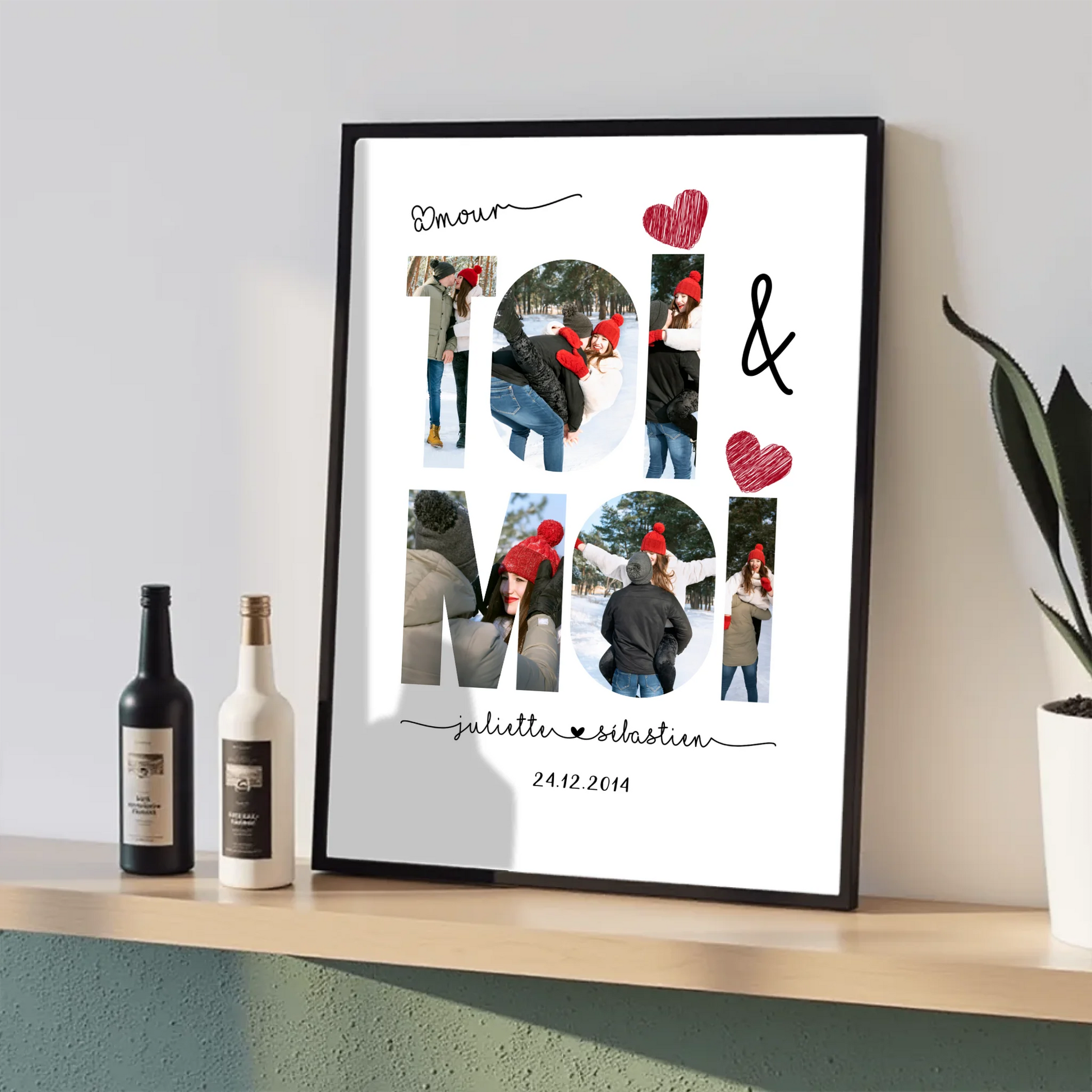 Affiche amour Toi et Moi – date symbolique et montage photo dans les lettres