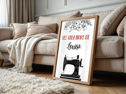 Affiche personnalisée - Couture - Atelier de couturePlume Revedor