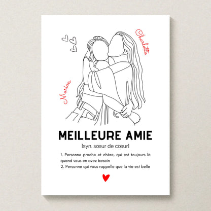 Affiche Meilleure Amie personnalisée - DéfinitionPlume Revedor