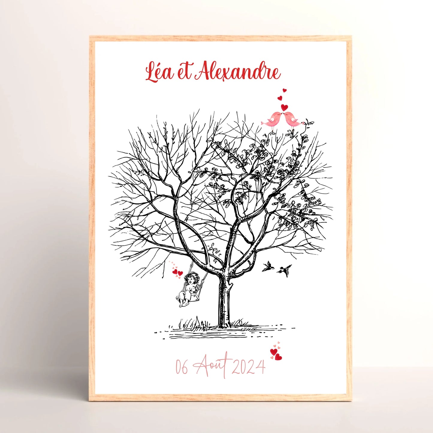 Affiche personnalisée - Mariage Arbre à empreintesPlume Revedor