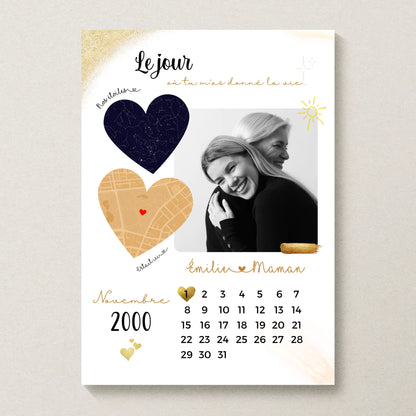 Affiche Personnalisée Maman Calendrier avec Photo, Plan et Carte des éPlume Revedor