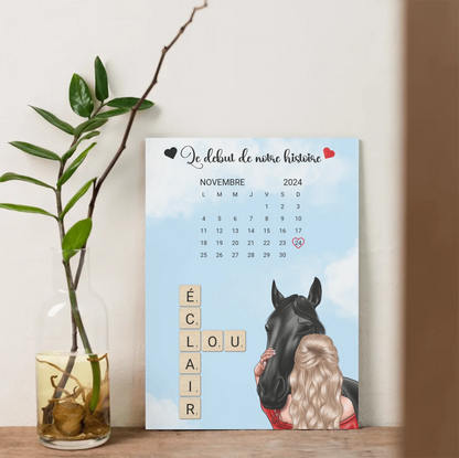 Affiche Équitation : Femme, Cheval, Prénoms & Date - Cadeau ÉquitationPlume Revedor