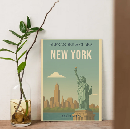 Affiche personnalisée New York – Statue de la Liberté vintagePlume Revedor