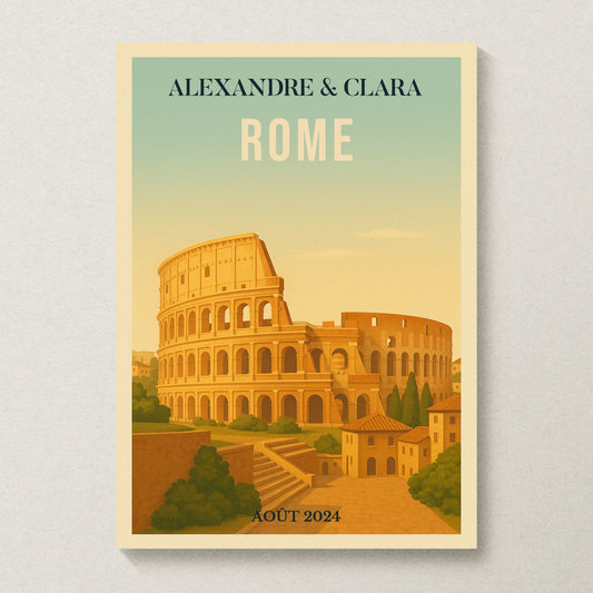 Affiche Rome personnalisée – Colisée & paysage italien vintagePlume Revedor