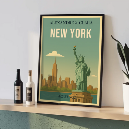 Affiche personnalisée New York – Statue de la Liberté vintagePlume Revedor