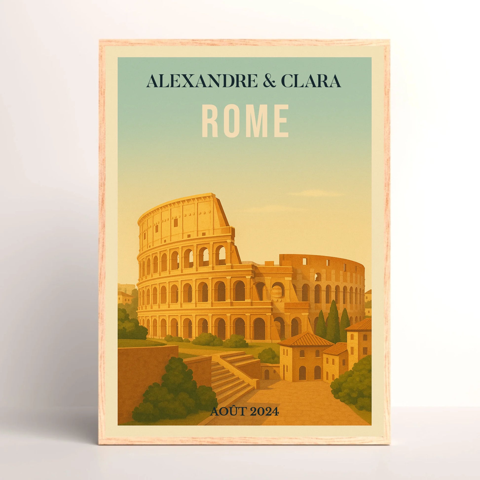 Affiche Rome personnalisée – Colisée & paysage italien vintagePlume Revedor