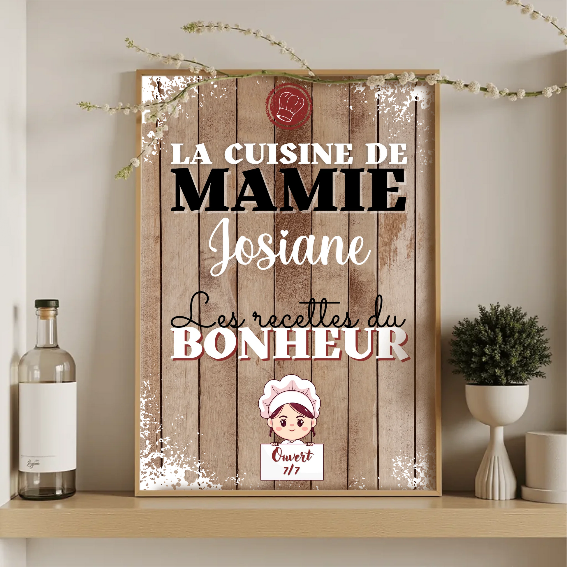 Affiche Mamie personnalisée - La cuisine de Mamie avec prénomPlume Revedor