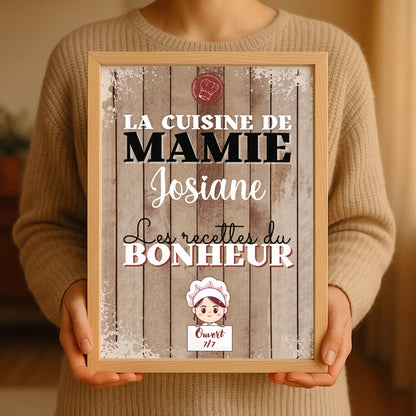 Affiche Mamie personnalisée - La cuisine de Mamie avec prénomPlume Revedor