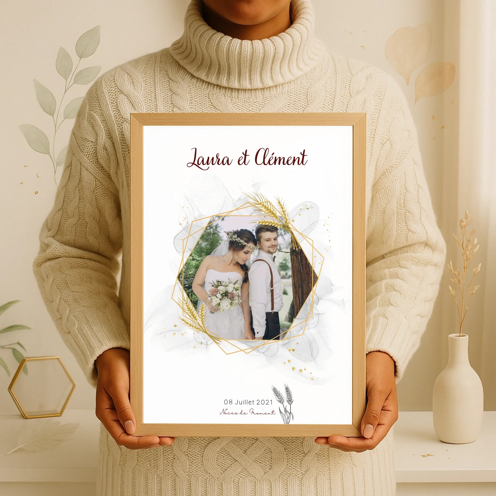 Affiche Personnalisée Noces de Froment - cadeau anniversaire de mariagPlume Revedor