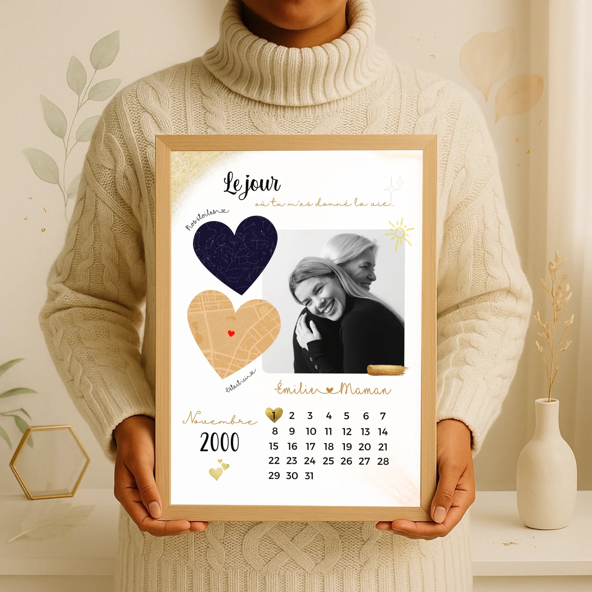 Affiche Personnalisée Maman Calendrier avec Photo, Plan et Carte des éPlume Revedor