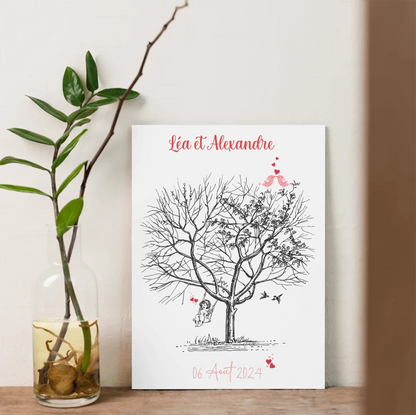 Affiche personnalisée - Mariage Arbre à empreintesPlume Revedor