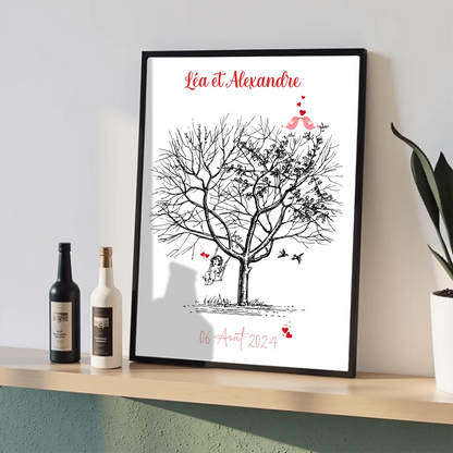 Affiche personnalisée - Mariage Arbre à empreintesPlume Revedor