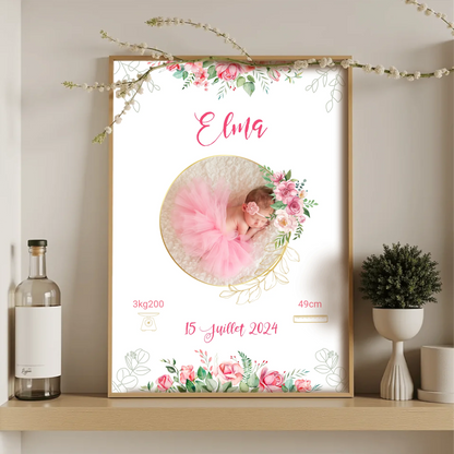 Affiche personnalisée - Naissance Bohème RosesPlume Revedor