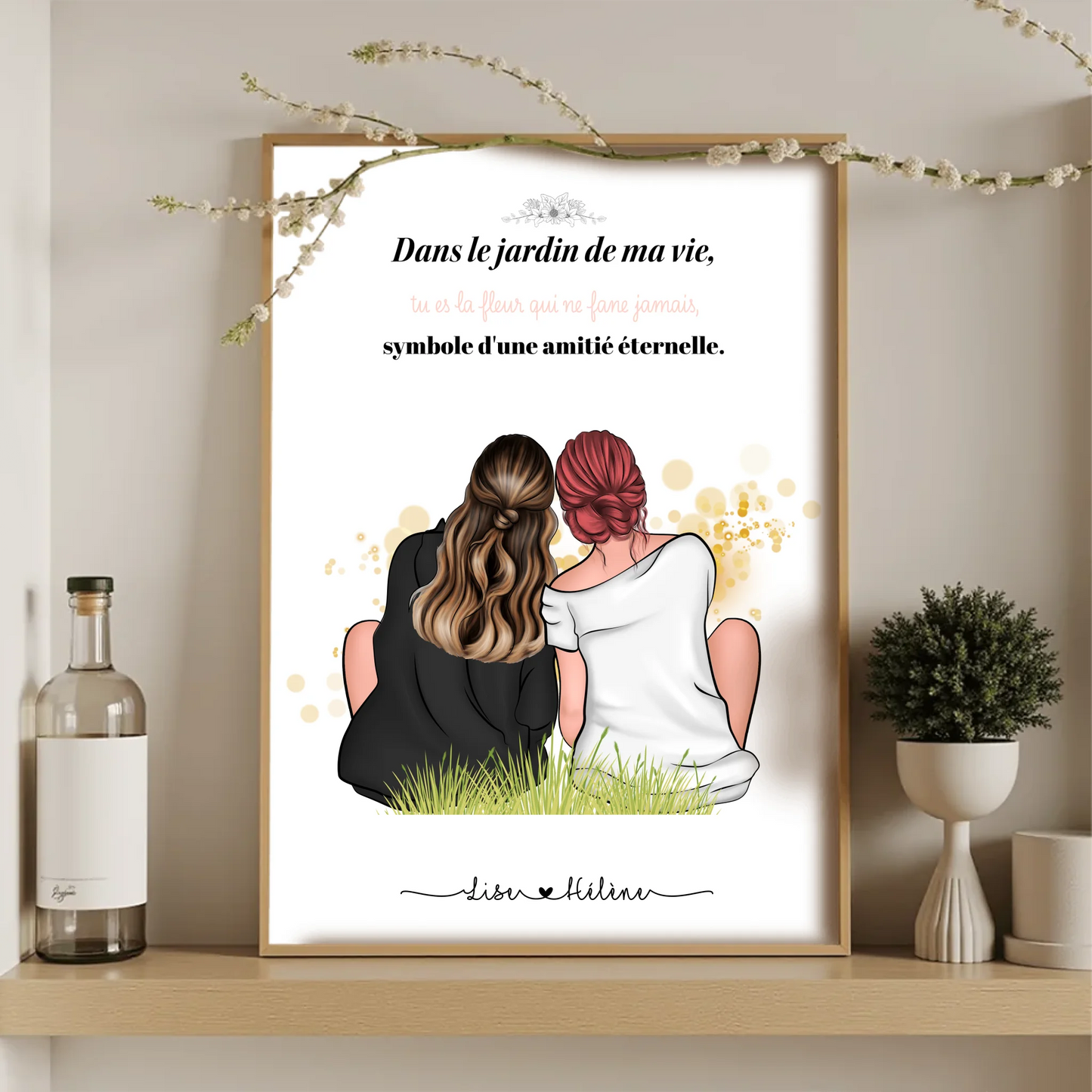Affiche personnalisée - Maman - Mère Fille - Portrait famille de dosPlume Revedor