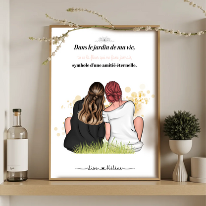 Affiche personnalisée - Maman - Mère Fille - Portrait famille de dosPlume Revedor