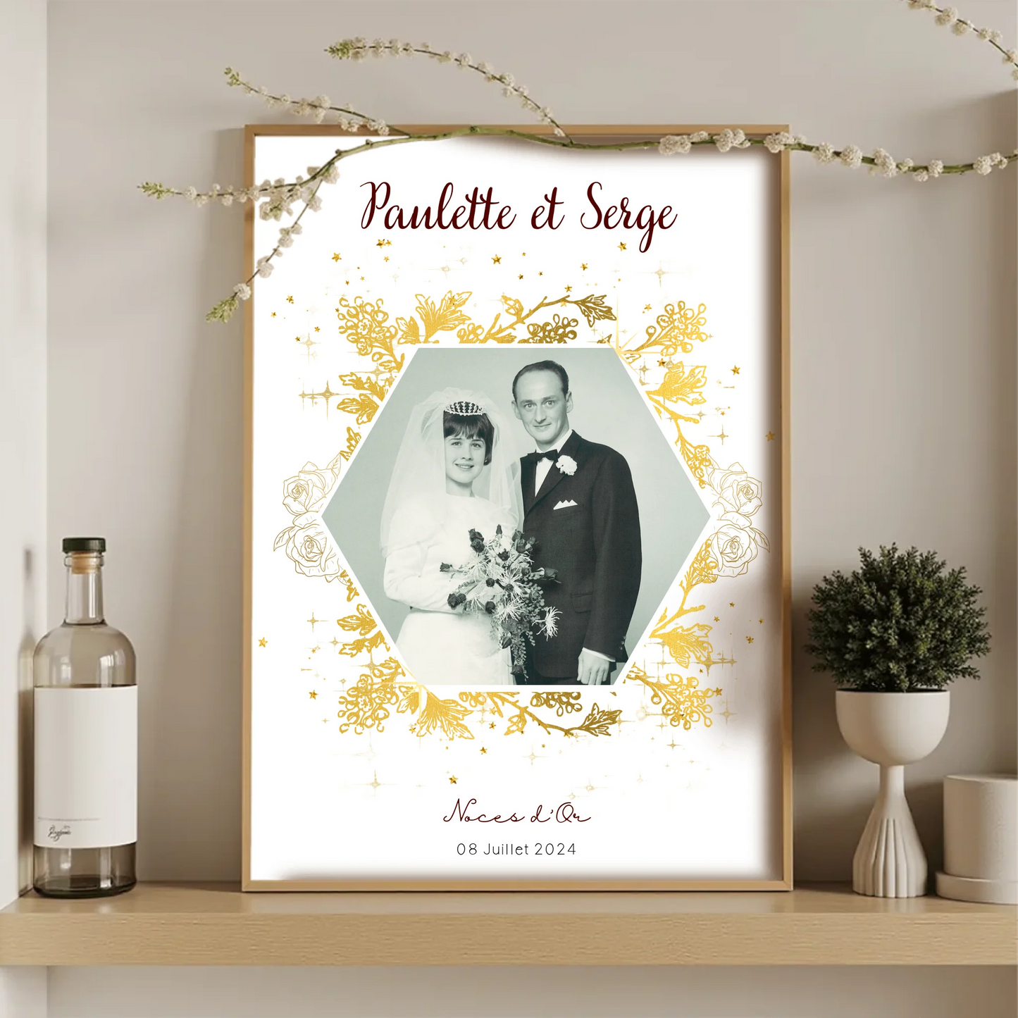 Cadeau Noces d'Or - Affiche Personnalisée 50 Ans de MariagePlume Revedor