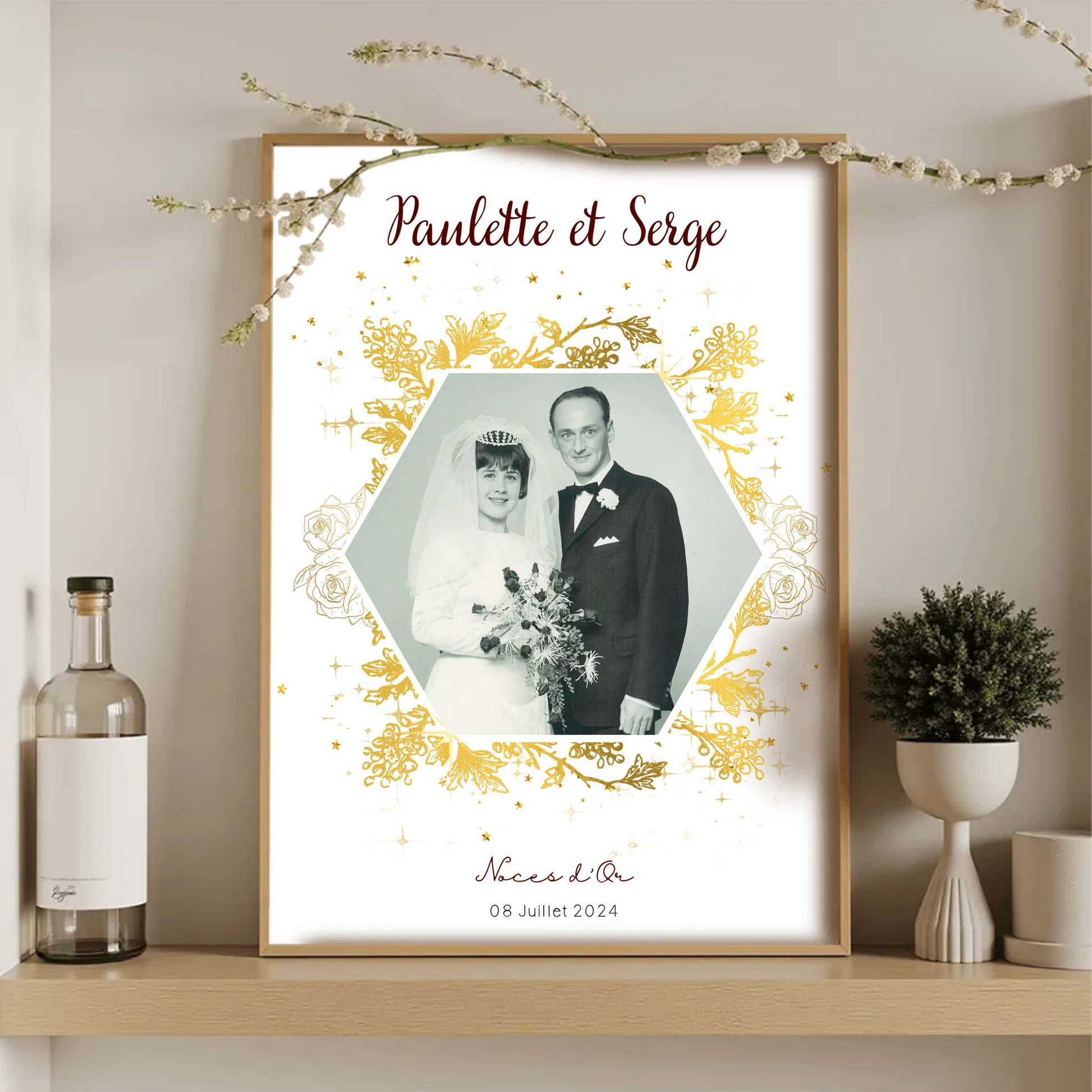 Cadeau Noces d'Or - Affiche Personnalisée 50 Ans de MariagePlume Revedor