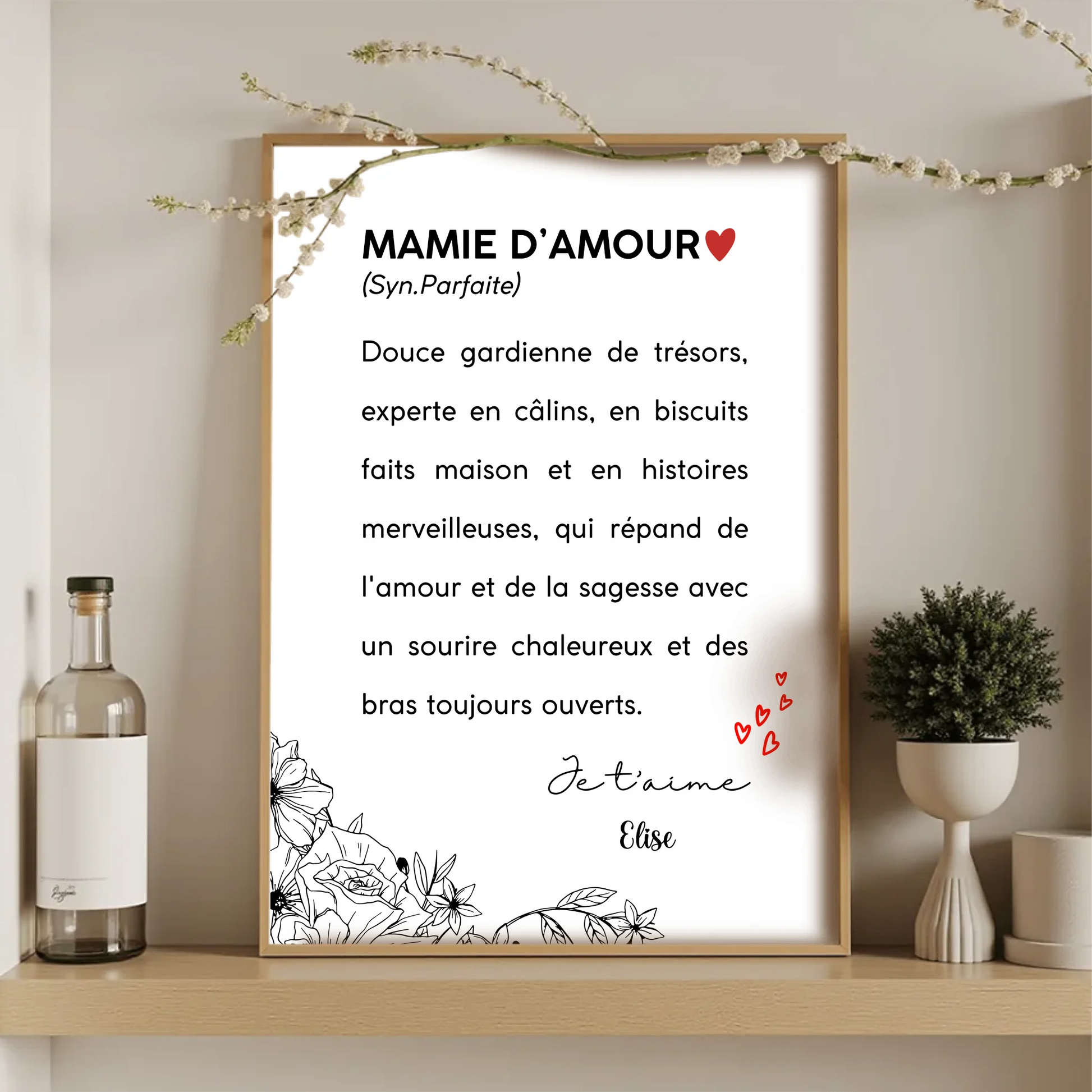 Affiche Personnalisée Mamie Définition - cadeau personnalisé mamiePlume Revedor