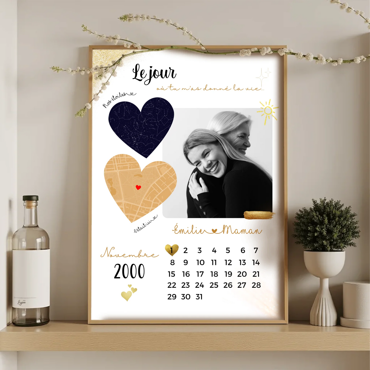 Affiche Personnalisée Maman Calendrier avec Photo, Plan et Carte des éPlume Revedor