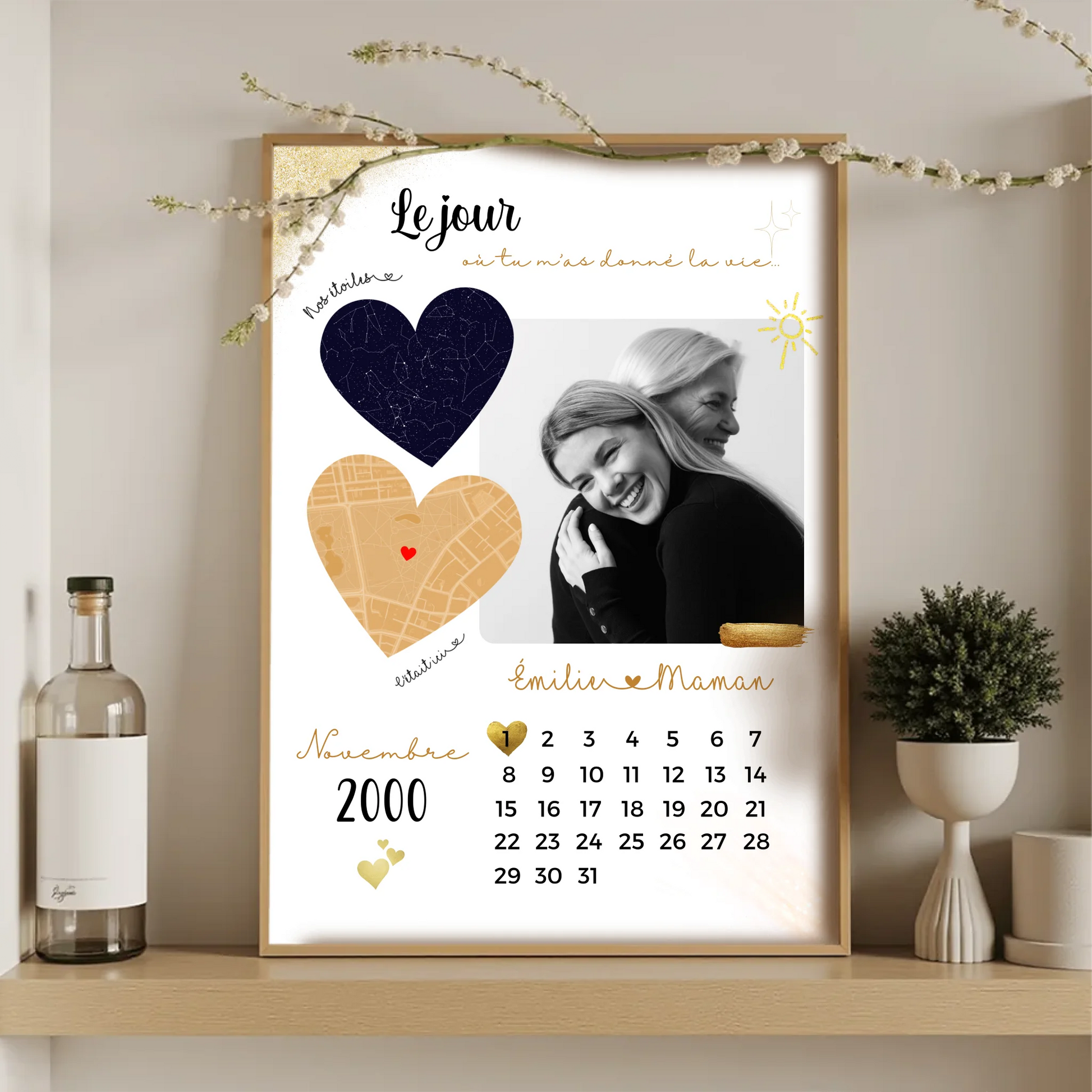 Affiche Personnalisée Maman Calendrier avec Photo, Plan et Carte des éPlume Revedor