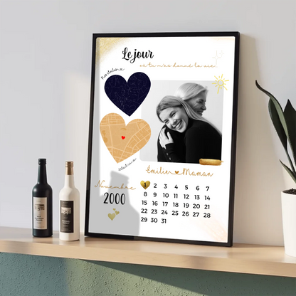 Affiche Personnalisée Maman Calendrier avec Photo, Plan et Carte des éPlume Revedor
